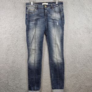 Pierre BALMAIN Women's Isernia Blue Distressed Jeans Size 28 x 32